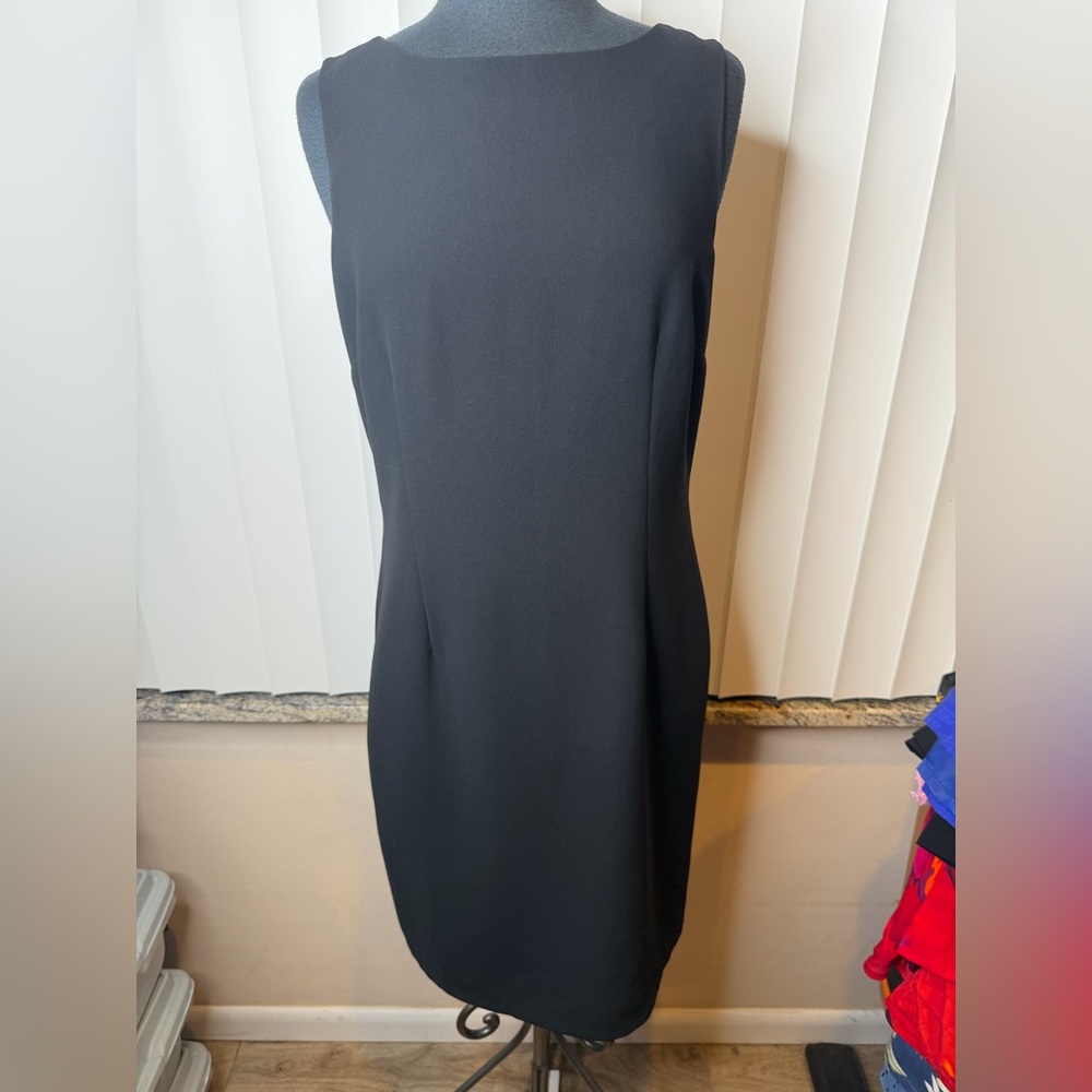 Vintage Pierre Cardin Femme Classic Elegant Black Sleeveless Dress Plus Size 14